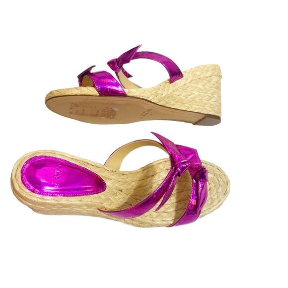 ALEXANDRE BIRMAN Clarita Espadrille Wedge Slide Sandals hot pink natural Sz 40 - Picture 5 of 5